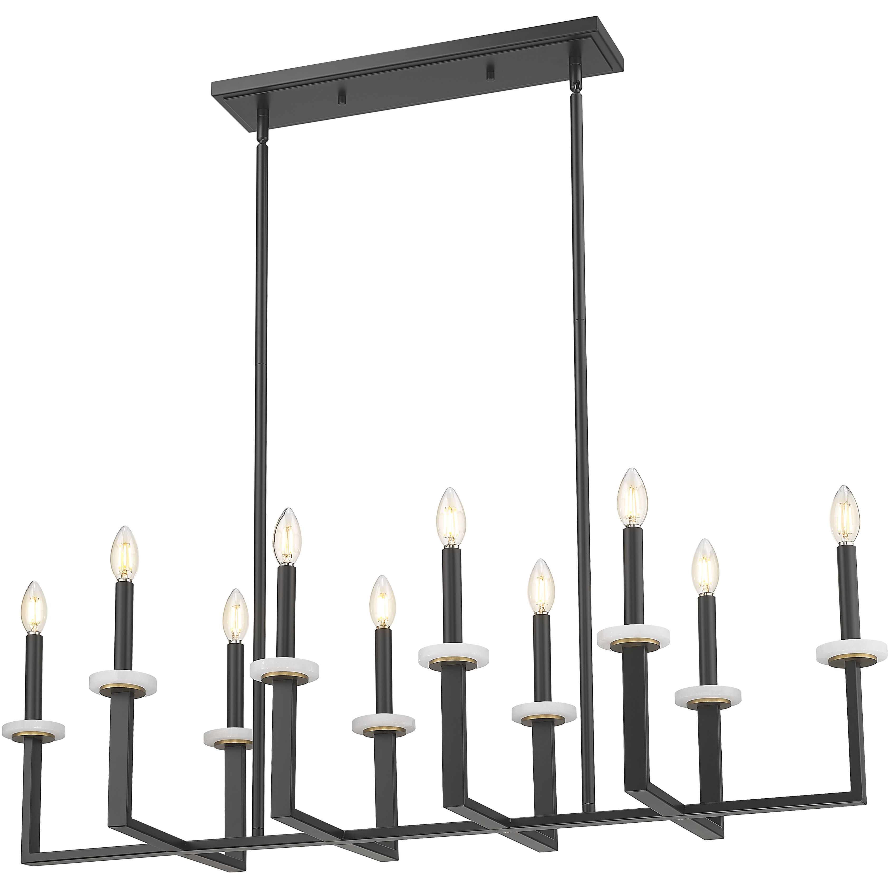 Gaultier 10 Light 44.75 inch Matte Black and Mondern Gold Linear Chandelier Ceiling Light in Matte Black and Modern Gold