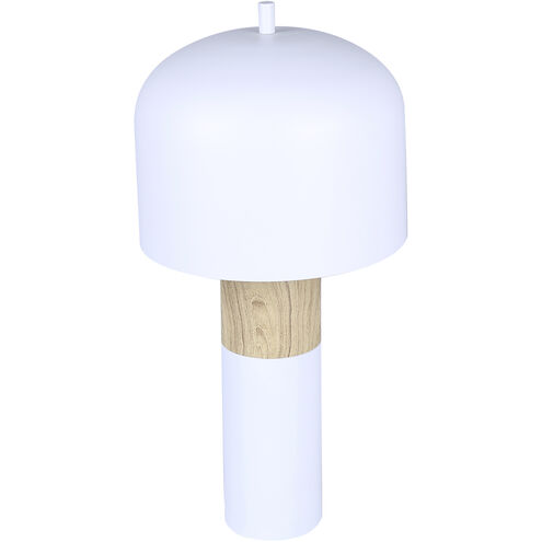 Caleb 19 inch 60.00 watt Matte White & Wood Table Lamp Portable Light