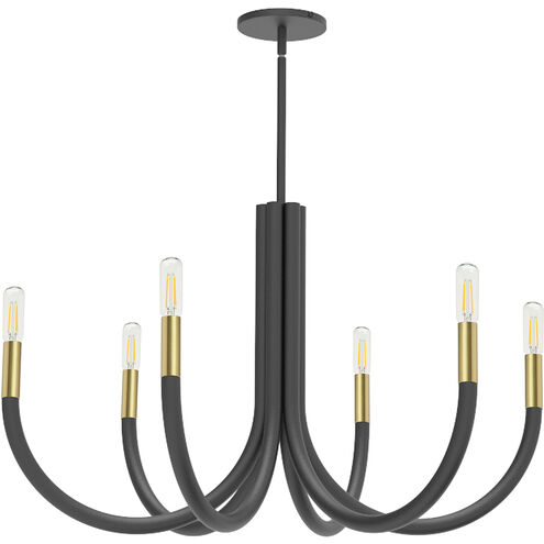 Wand 6 Light 28 inch Matte Black/Aged Brass Chandelier Ceiling Light