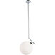 Orion 1 Light 14 inch Polished Chrome with White Pendant Ceiling Light