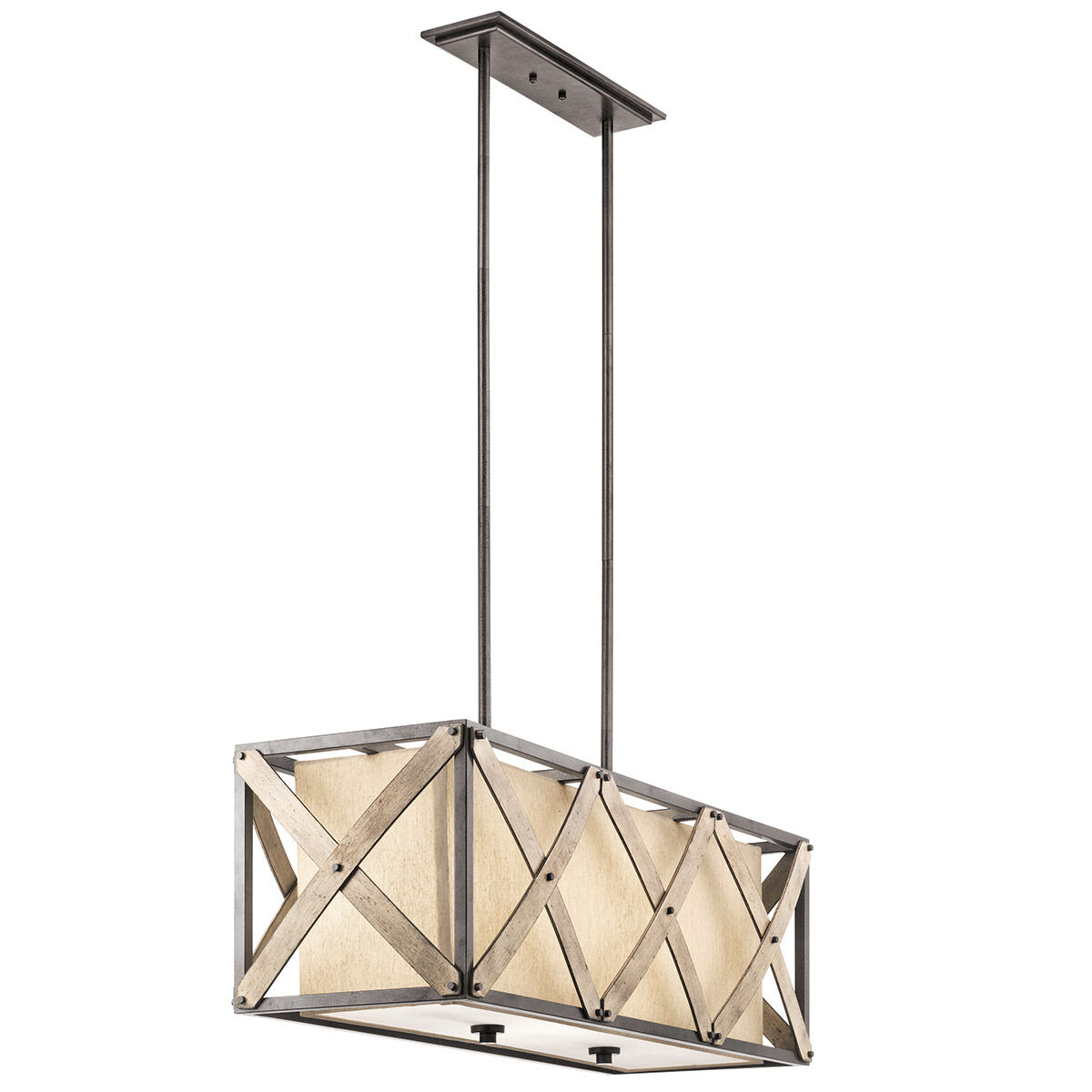 Cahoon 3 Light 14 inch Anvil Iron Chandelier Rectangular Pendant Ceiling Light