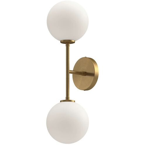 Alora Mood Cassia 2 Light 6 inch Aged Gold Bath Vanity Light Wall Light in Opal Glass Shade