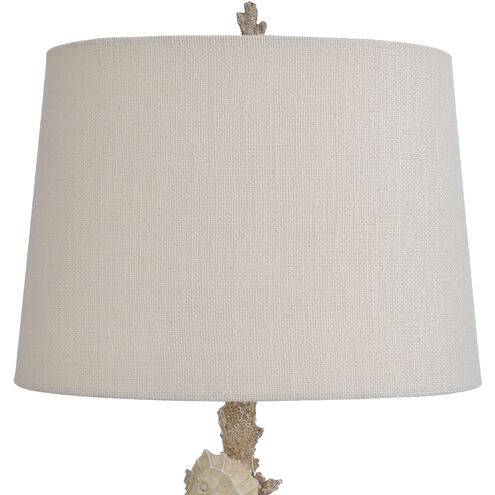 Signature 32 inch 150 watt Distressed White Coral Table Lamp Portable Light