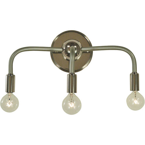 Candide 3 Light 15 inch Polished Nickel with Satin Pewter Accents Sconce Wall Light