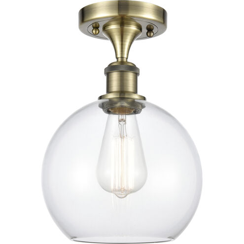 Ballston Athens 1 Light 8 inch Antique Brass Semi-Flush Mount Ceiling Light