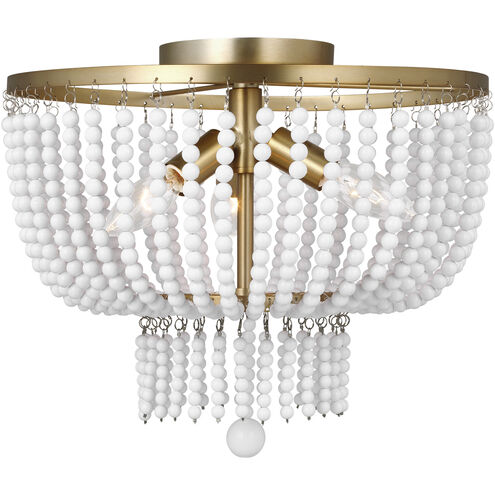 AERIN Jackie 3 Light 14 inch Satin Brass Semi-Flush Mount Ceiling Light