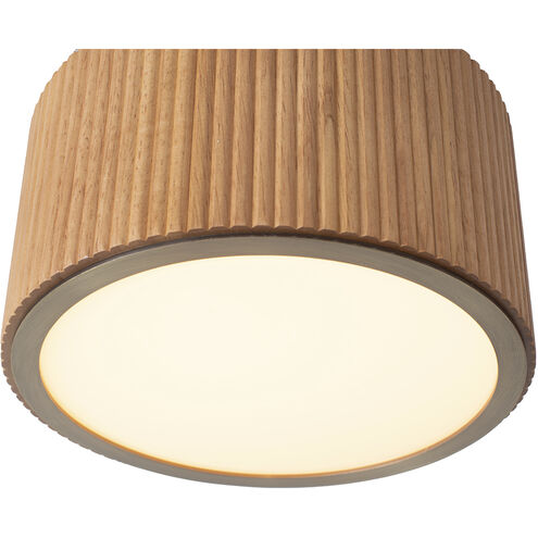 Tambo LED 10 inch Natural Ash and Weathered Brass Semi-Flush Mount Ceiling Light