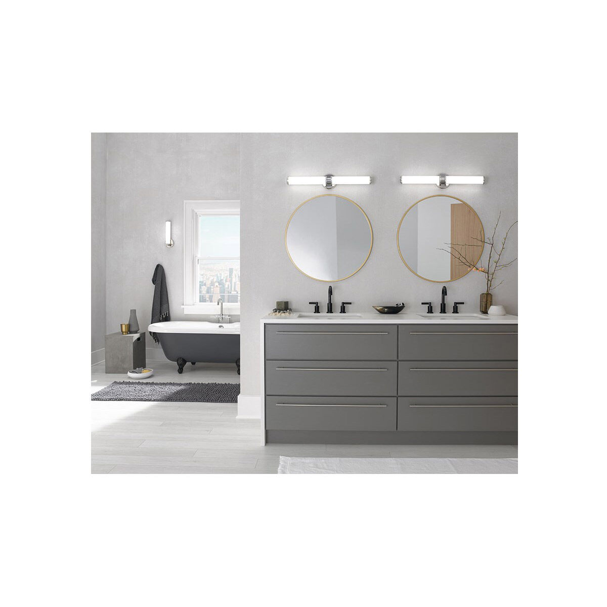 Indeco LED 27 inch Polished Nickel Linear Bath Large Wall Light, Large