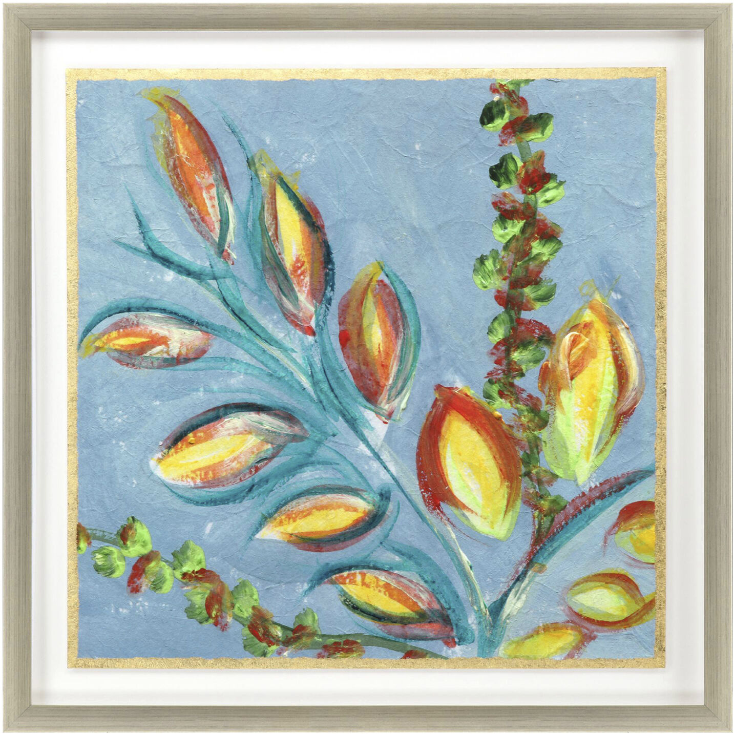 Sassy Botanica Blue and Green and Multi and Pink Framed Art
