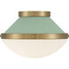 Xander 1 Light 12.25 inch Vibrant Gold Flush Ceiling Light in Vibrant Gold and Green