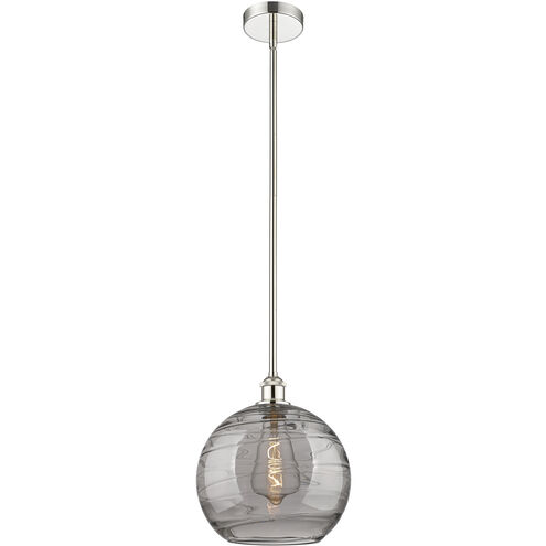 Edison Athens Deco Swirl 1 Light 12 inch Polished Nickel Stem Hung Mini Pendant Ceiling Light
