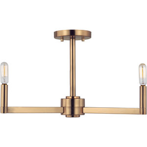 Fullton 3 Light 20 inch Satin Brass Semi-Flush Mount Ceiling Light