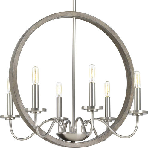 Fontayne 6 Light 22 inch Brushed Nickel Chandelier Ceiling Light, Design Series