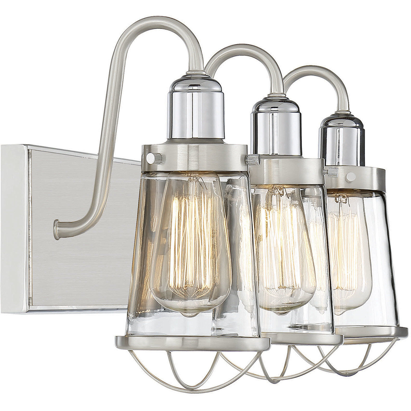 Lansing 3 Light 24 inch Satin Nickel with Polished Nickel Accents Bathroom Vanity Light Wall Light