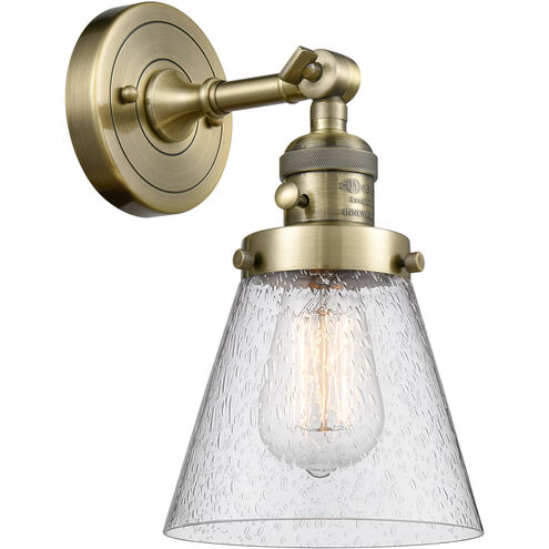 Franklin Restoration Small Cone LED 6 inch Antique Brass Sconce Wall Light, Franklin Restoration