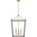 kate spade new york Carlyle 4 Light 21 inch Midnight Black / Burnished Brass Lantern Pendant Ceiling Light