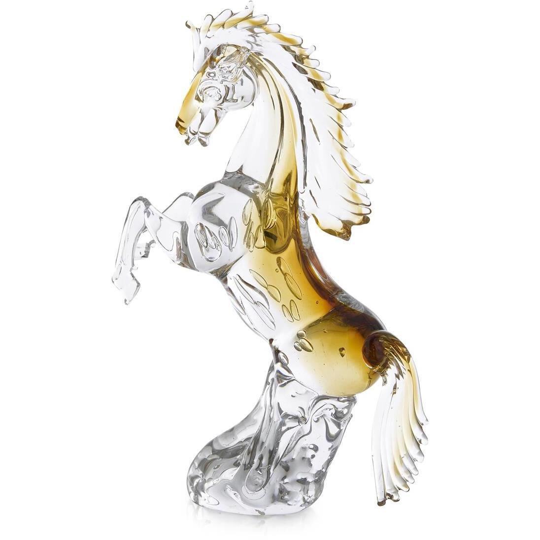 Rearing Glass Horse 18.5 X 13 inch Sculpture