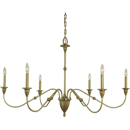 Hinsdale 6 Light 45 inch Brushed Brass Dining Chandelier Ceiling Light