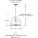 Madison 1 Light 13 inch Aged Brass Semi-Flush Mount Ceiling Light, Convertible Dual Mount