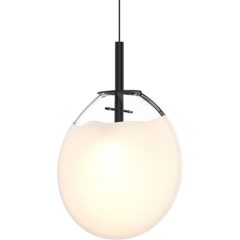 Cantina LED 12 inch Satin Black Pendant Ceiling Light in Poured White Glass