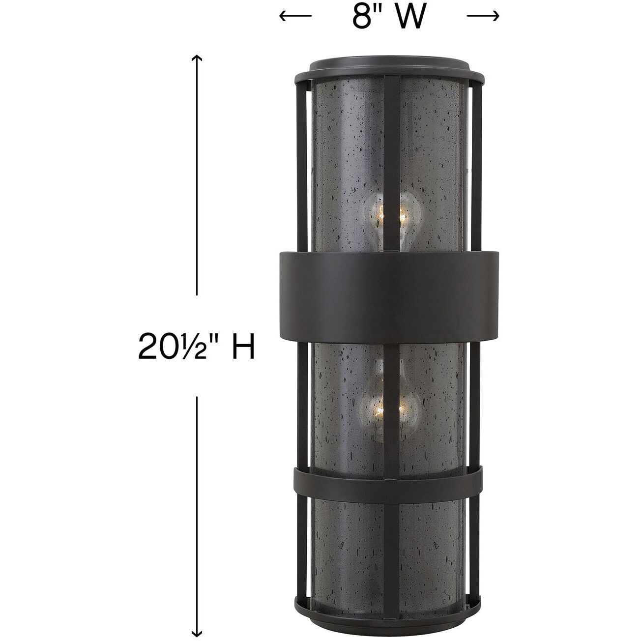 Saturn Outdoor Wall Mount Lantern in Satin Black, Large