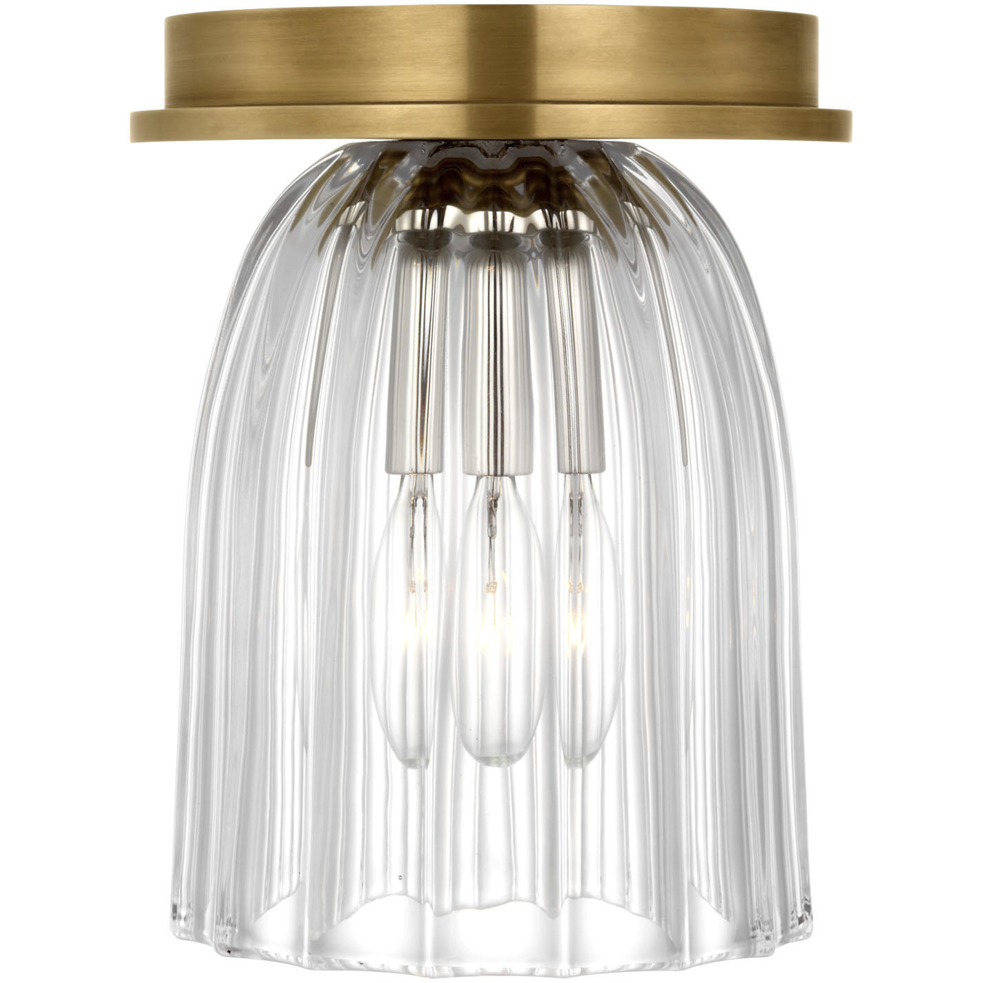 AERIN Asalea LED 4.5 inch Hand-Rubbed Antique Brass Solitaire Flush Mount Ceiling Light