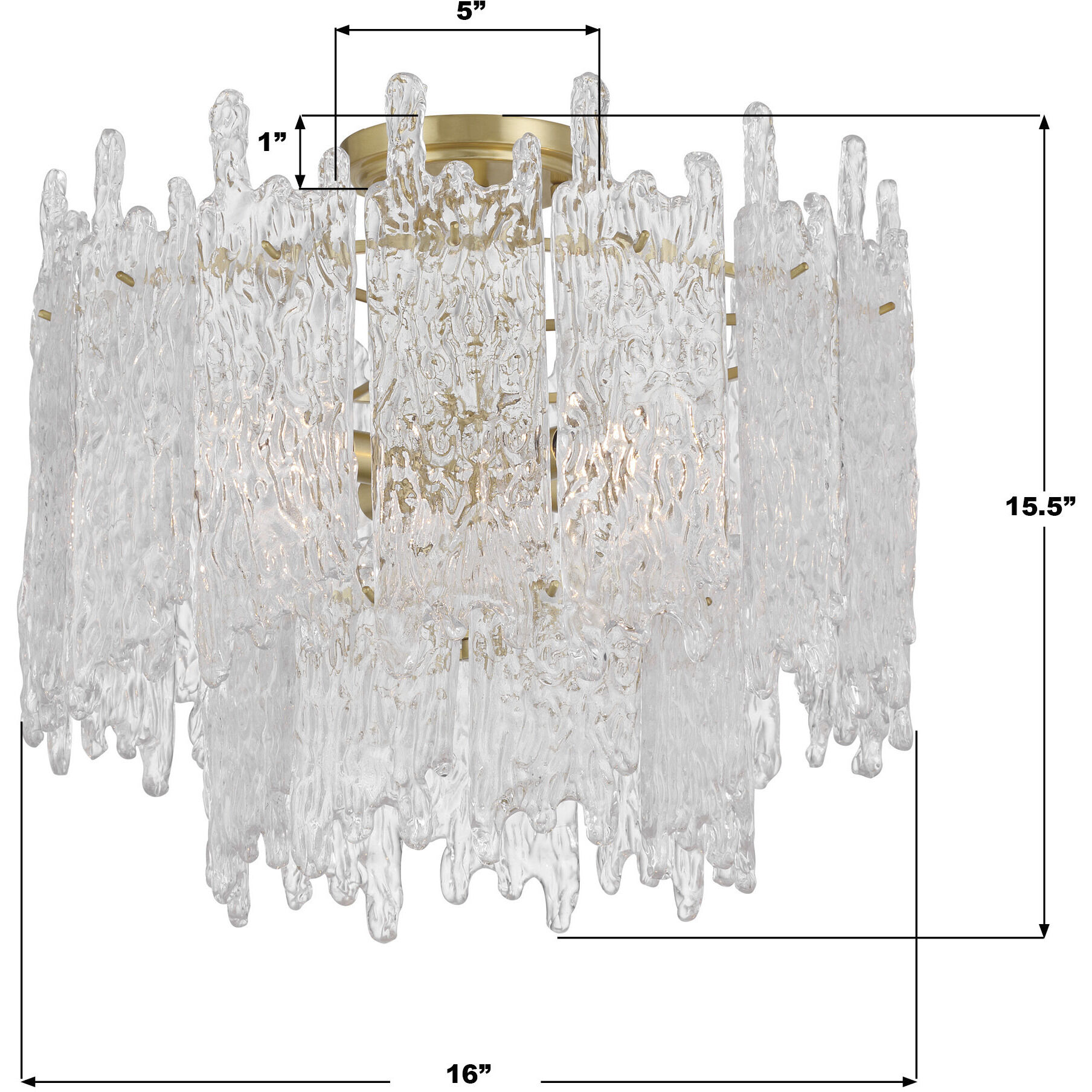 Ackerly 3 Light 16 inch Aged Brass Semi Flush Ceiling Light