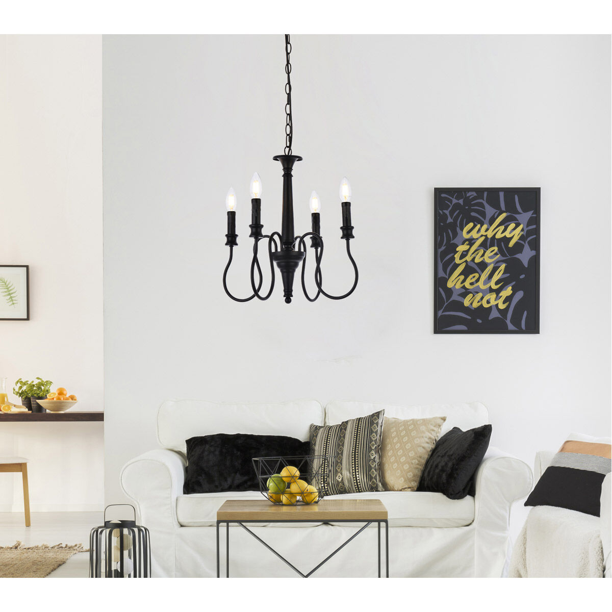 Flynx 4 Light 17 inch Black Pendant Ceiling Light