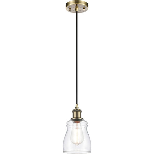 Ballston Ellery 1 Light 5 inch Antique Brass Mini Pendant Ceiling Light in Incandescent, Clear Glass, Ballston