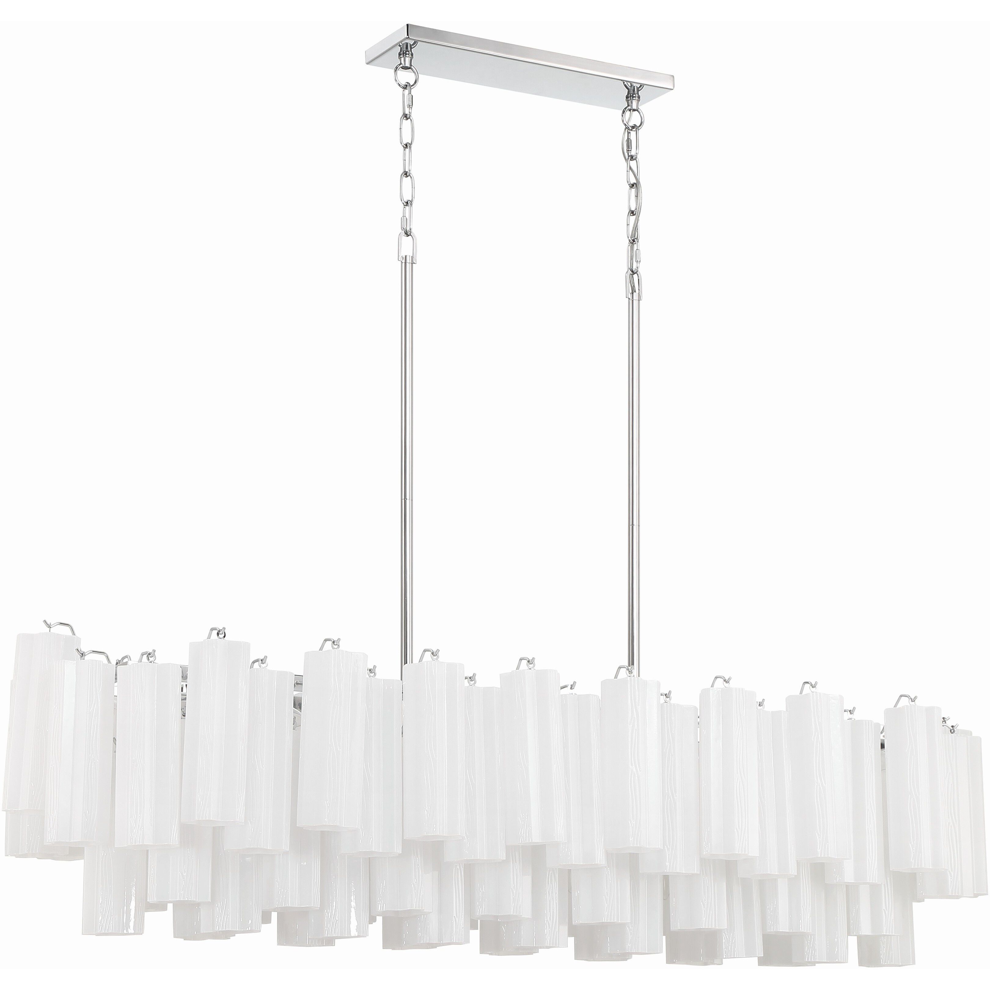 Addis 14 Light 51.75 inch Polished Chrome Linear Chandelier Ceiling Light in Tronchi Glass White