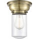 Aditi Dover 1 Light 6 inch Antique Brass Flush Mount Ceiling Light in Incandescent, Clear Glass, Aditi