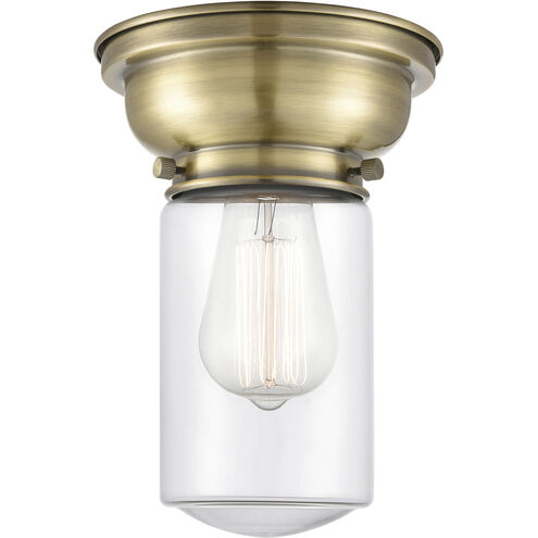 Aditi Dover 1 Light 6 inch Antique Brass Flush Mount Ceiling Light in Incandescent, Clear Glass, Aditi