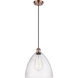 Ballston Dome 1 Light 12 inch Antique Copper Mini Pendant Ceiling Light in Seedy Glass