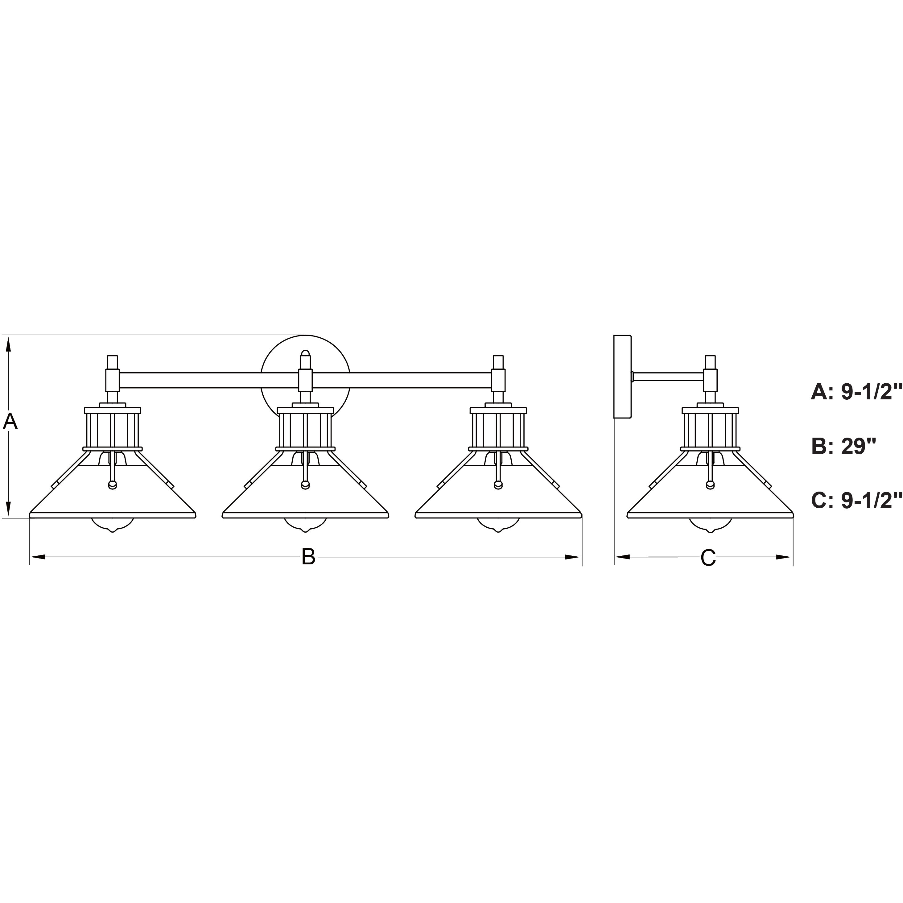 Canton LED 29 inch Black and Matte White Bathroom Light Wall Light in 3