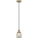 Bell 1 Light 5 inch Antique Brass Mini Pendant Ceiling Light in Silver Plated Mercury Glass