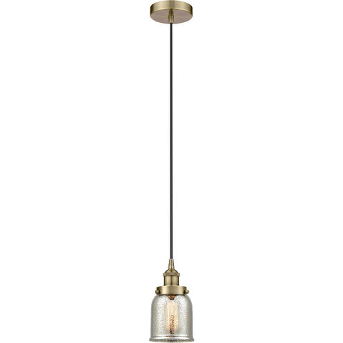 Bell 1 Light 5 inch Antique Brass Mini Pendant Ceiling Light in Silver Plated Mercury Glass