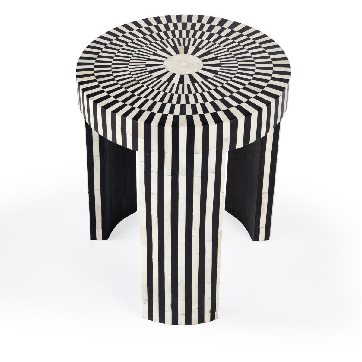 Rimma Bone Inlay Side Table in Black and White