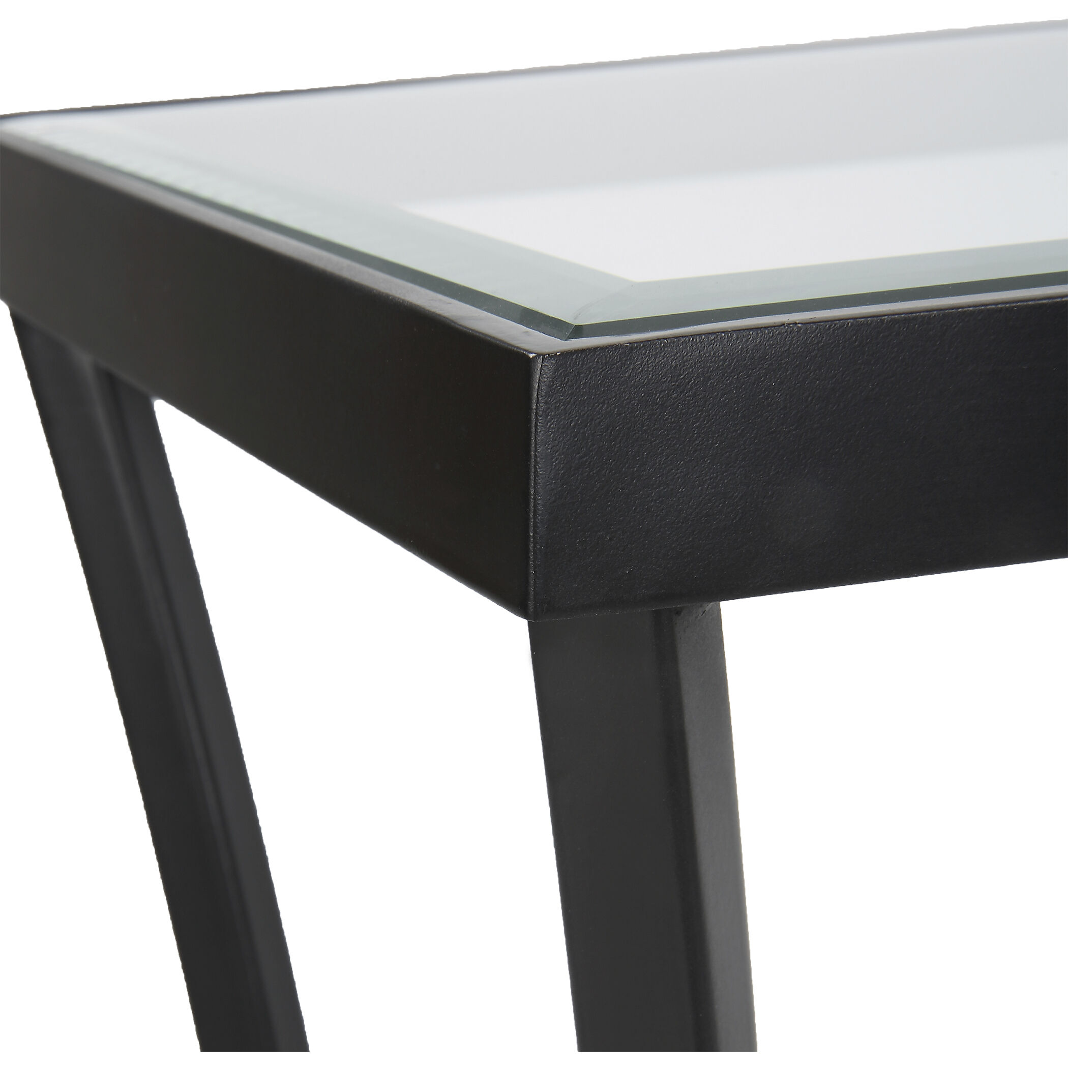 Alayna 48 inch Satin Black and Clear Glass Console Table