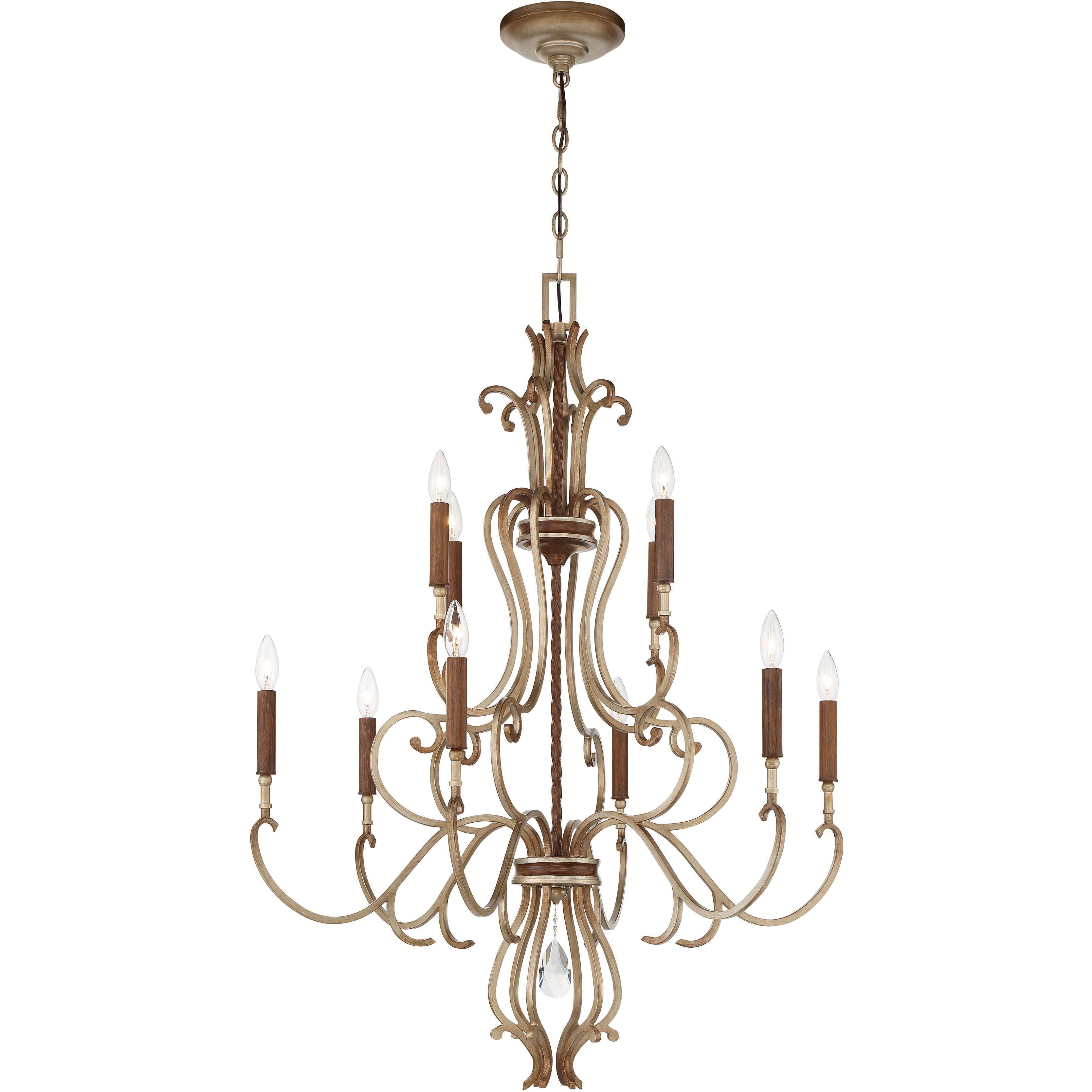 Magnolia Manor 10 Light 32.75 inch Pale Gold with Distressed Bronze Chandelier Ceiling Light