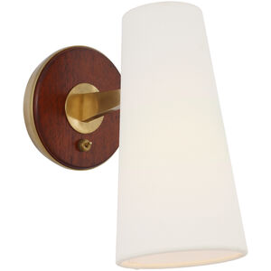 AERIN Olina LED 5 inch Hand-Rubbed Antique Brass and Mahogany Sconce Wall Light