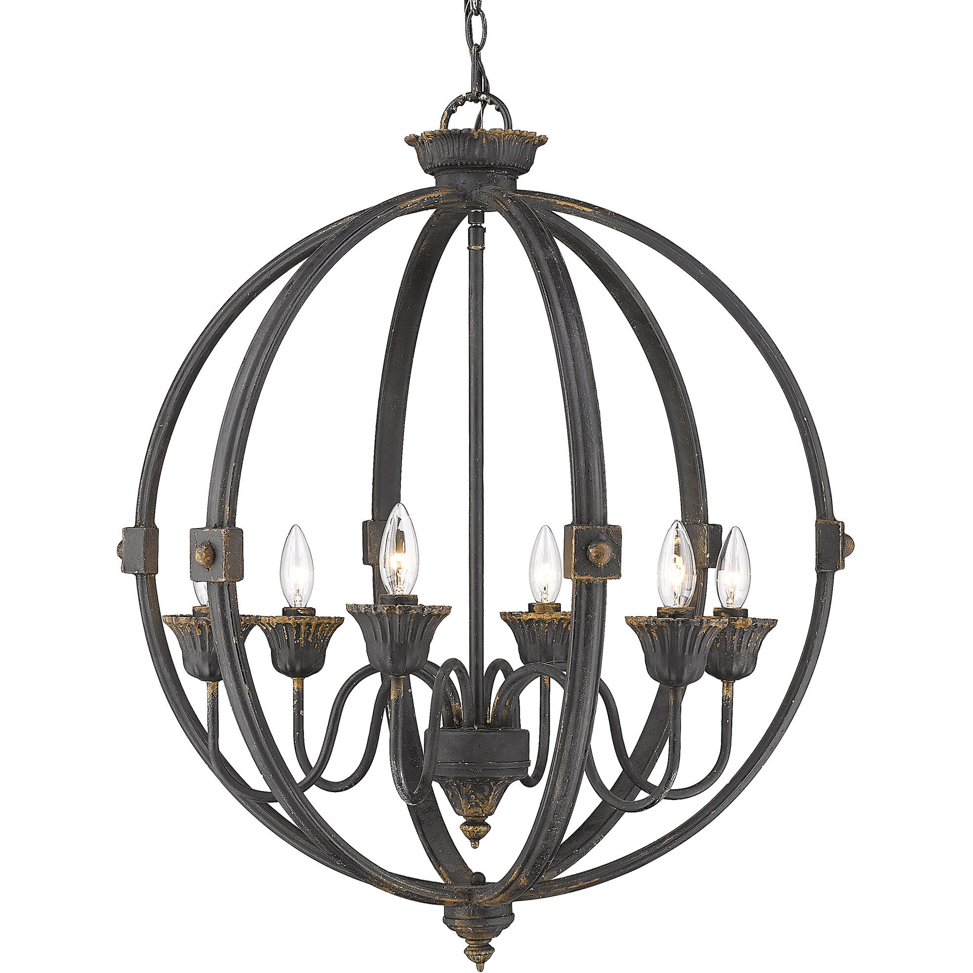 Jules 25.5 inch 60.00 watt Antique Black Iron Chandelier Ceiling Light