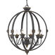 Jules 25.5 inch 60.00 watt Antique Black Iron Chandelier Ceiling Light