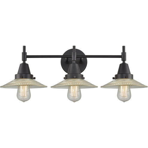 Caden LED 27 inch Matte Black Bath Vanity Light Wall Light in Clear Halophane Glass