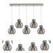 Newton Sphere 5 Light 39.75 inch Brushed Satin Nickel Linear Pendant Ceiling Light in Light Smoke Glass