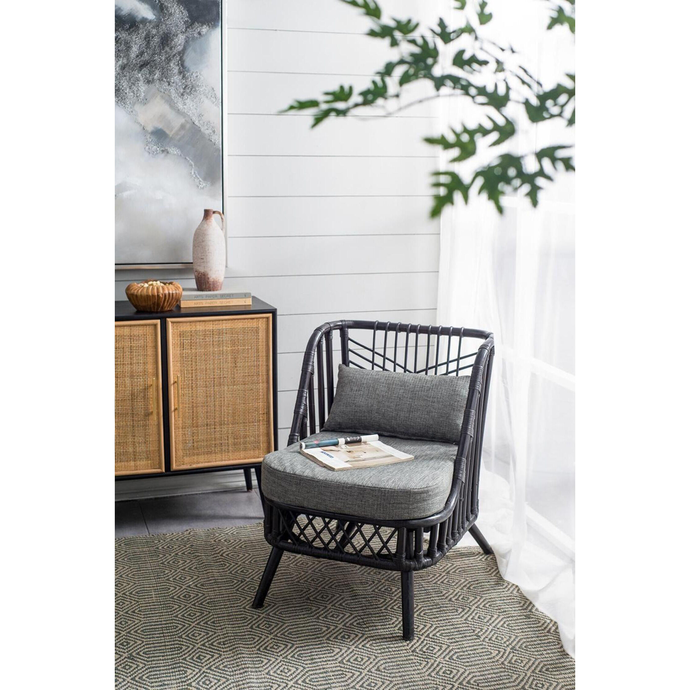 Pagar Natural and Grey Chair, With Cushion