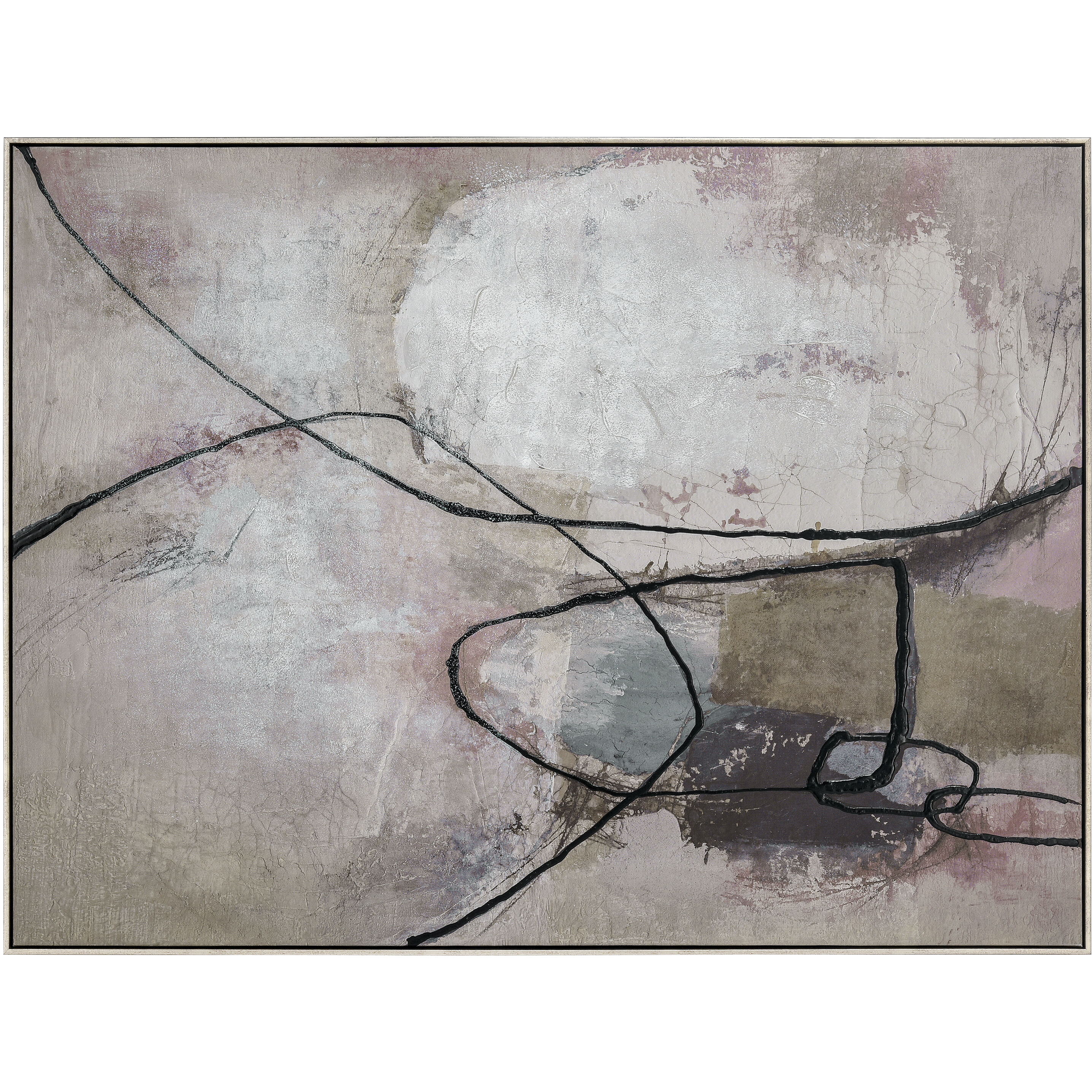 Kinetic Taupe with Aged White and Aged Wood Framed Wall Art, Abstract