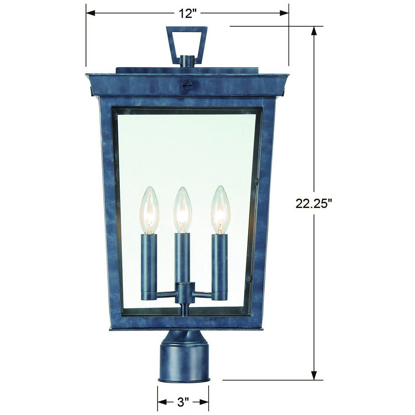 Belmont 3 Light 22.25 inch Graphite Outdoor Post