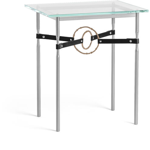 Equus 25.1 X 22 inch Vintage Platinum and Soft Gold Side Table in Leather Black, Vintage Platinum/Soft Gold
