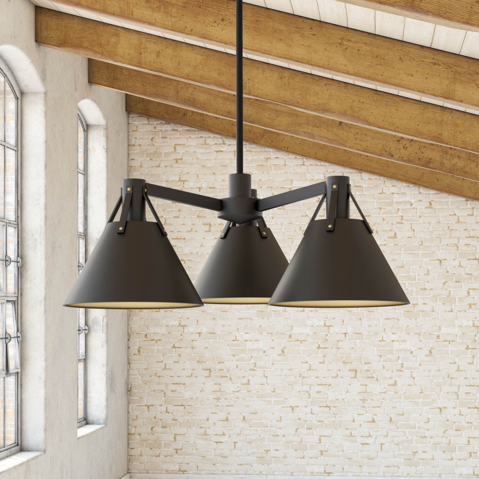 Alora Mood Archer 3 Light 25.13 inch Matte Black Chandelier Ceiling Light