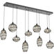 Misto 9 Light Matte Black Linear Pendant Ceiling Light in Misto Smoke, Multi-Port